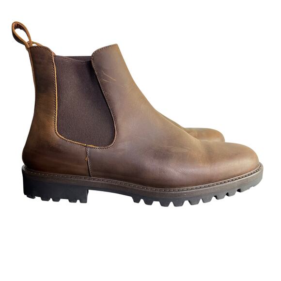 Patina Chelsea Boots Mens 10.5 Brown Leather Handcrafted Suede Slip On Lug Sole - Picture 1 of 10